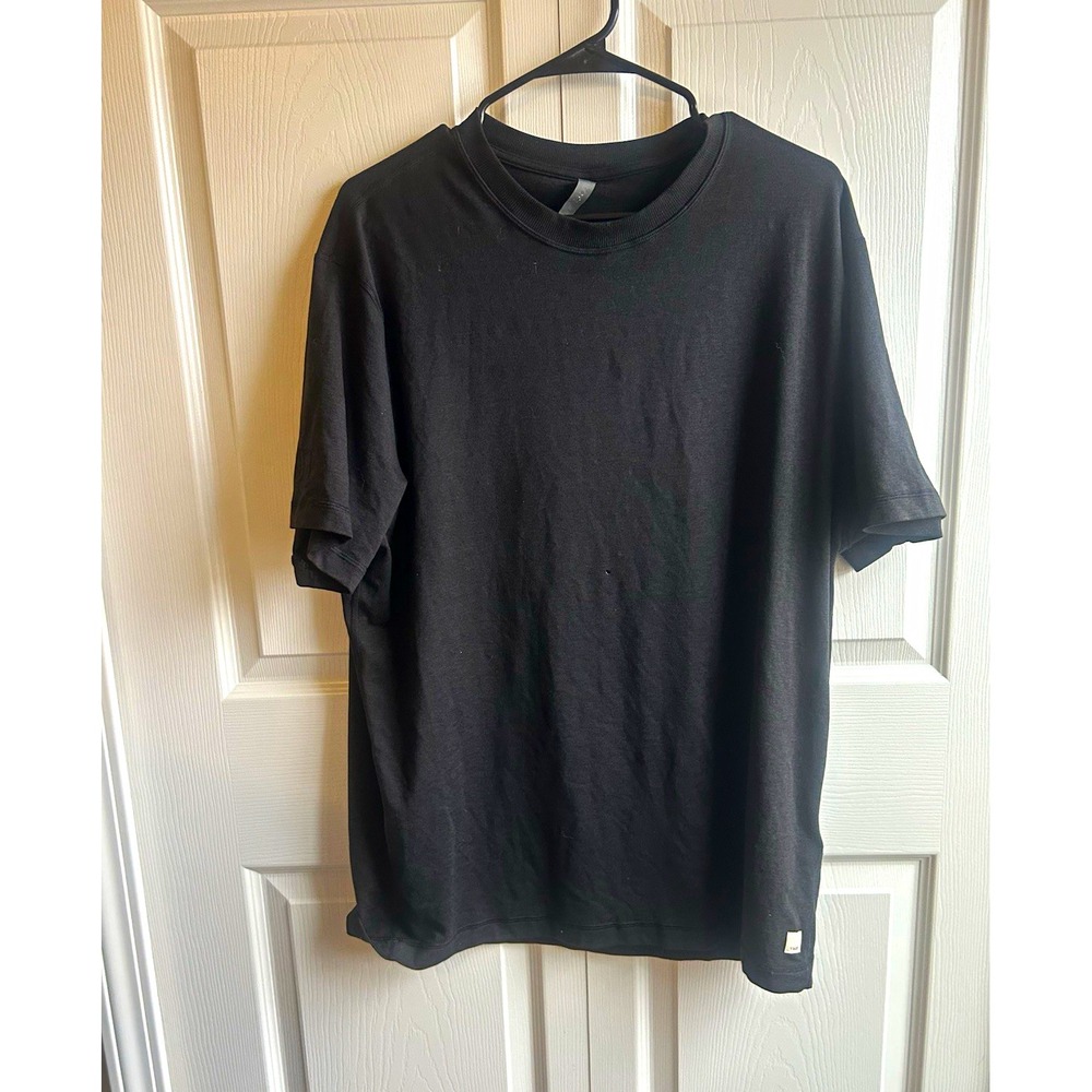 Vuori Men's Black Crewneck Tee - Stretch Knit Logo - XL- SMALL HOLE IN SHIRT